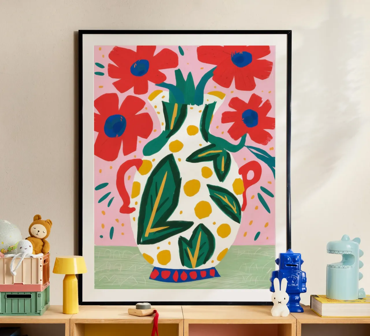 Mohnblumen in einer verzierten Vase Hahnemühle von Flock Reverie