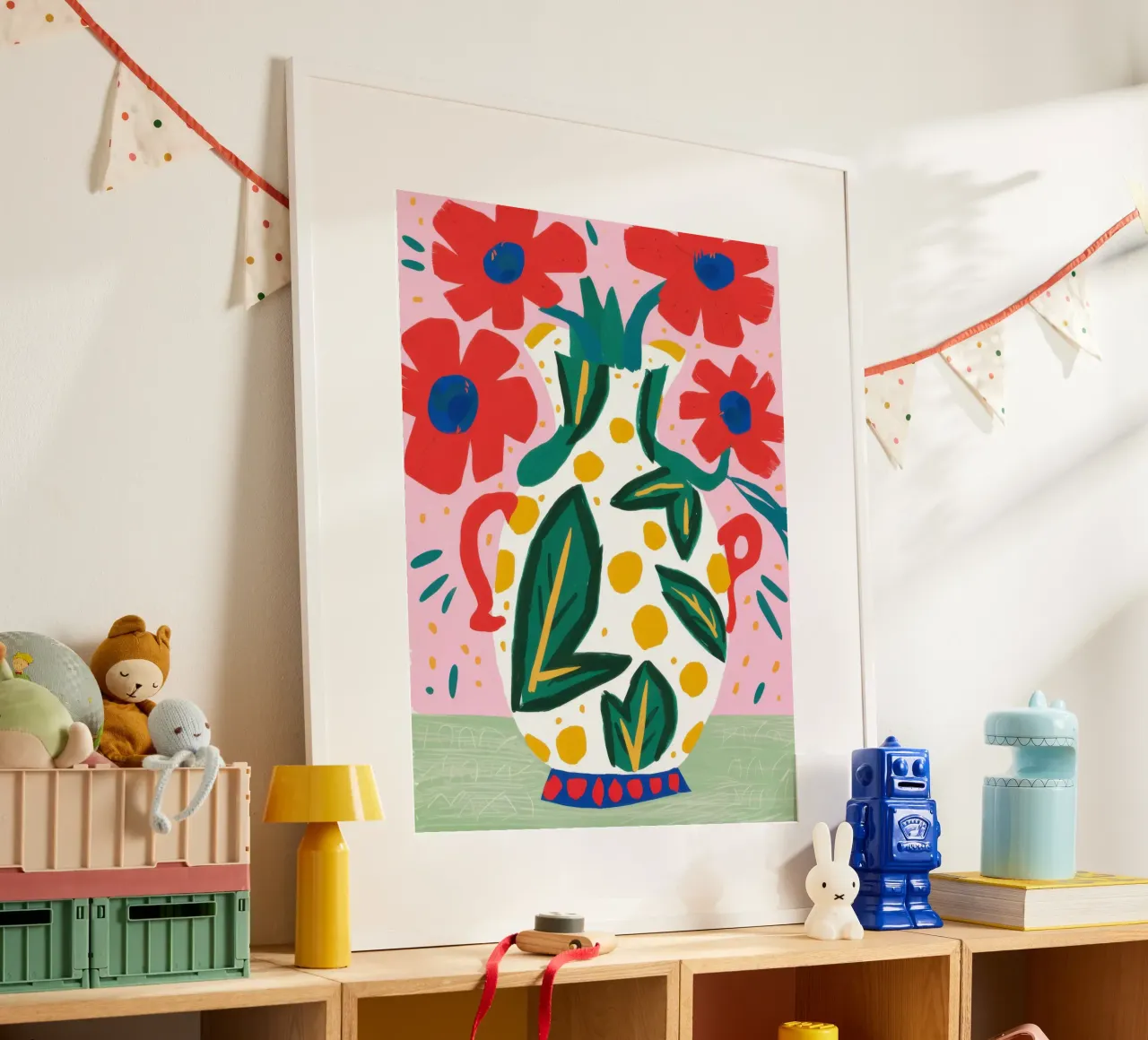 Mohnblumen in einer verzierten Vase Hahnemühle von Flock Reverie