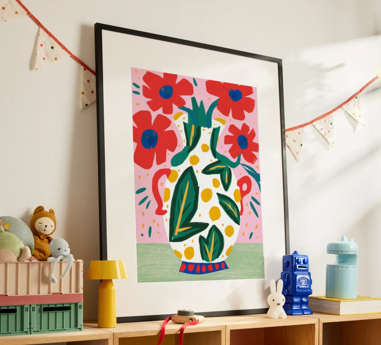 Mohnblumen in einer verzierten Vase Hahnemühle von Flock Reverie