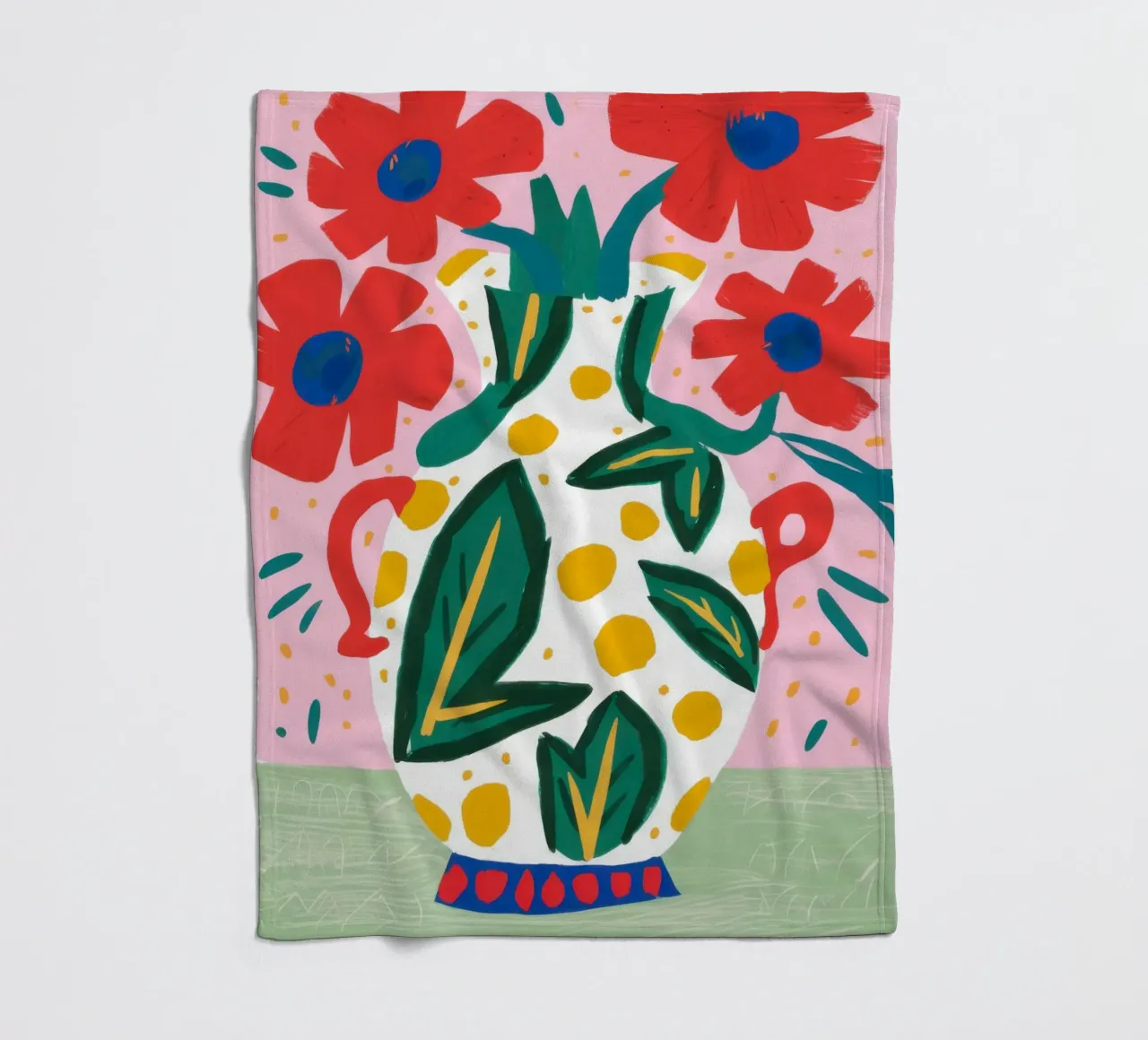 Mohnblumen in einer verzierten Vase Fleecedecke von Flock Reverie