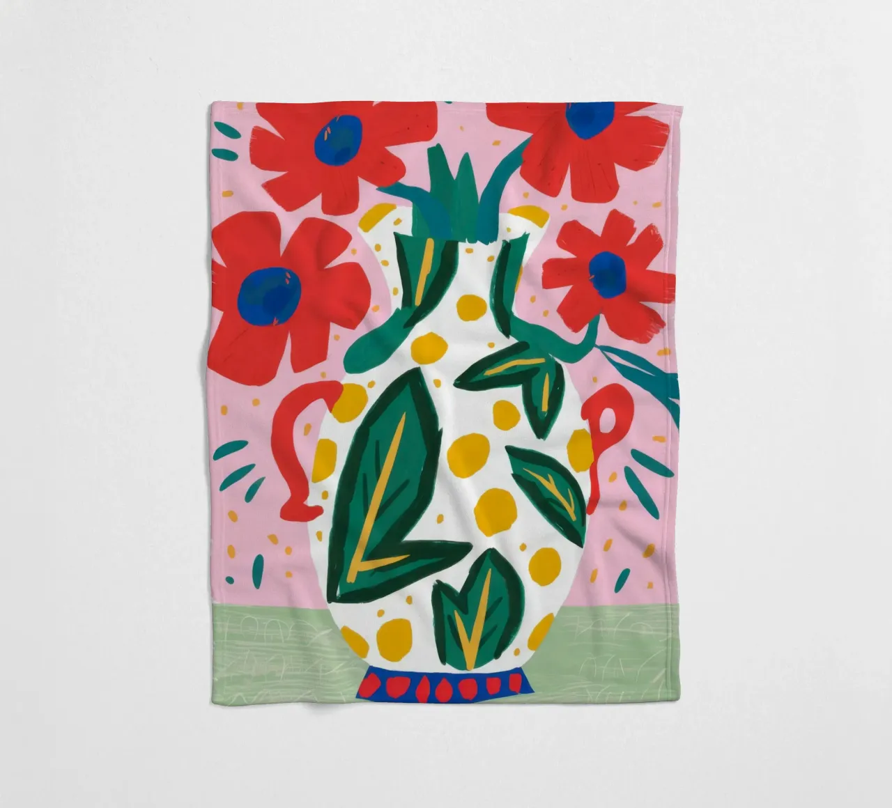 Mohnblumen in einer verzierten Vase Fleecedecke von Flock Reverie