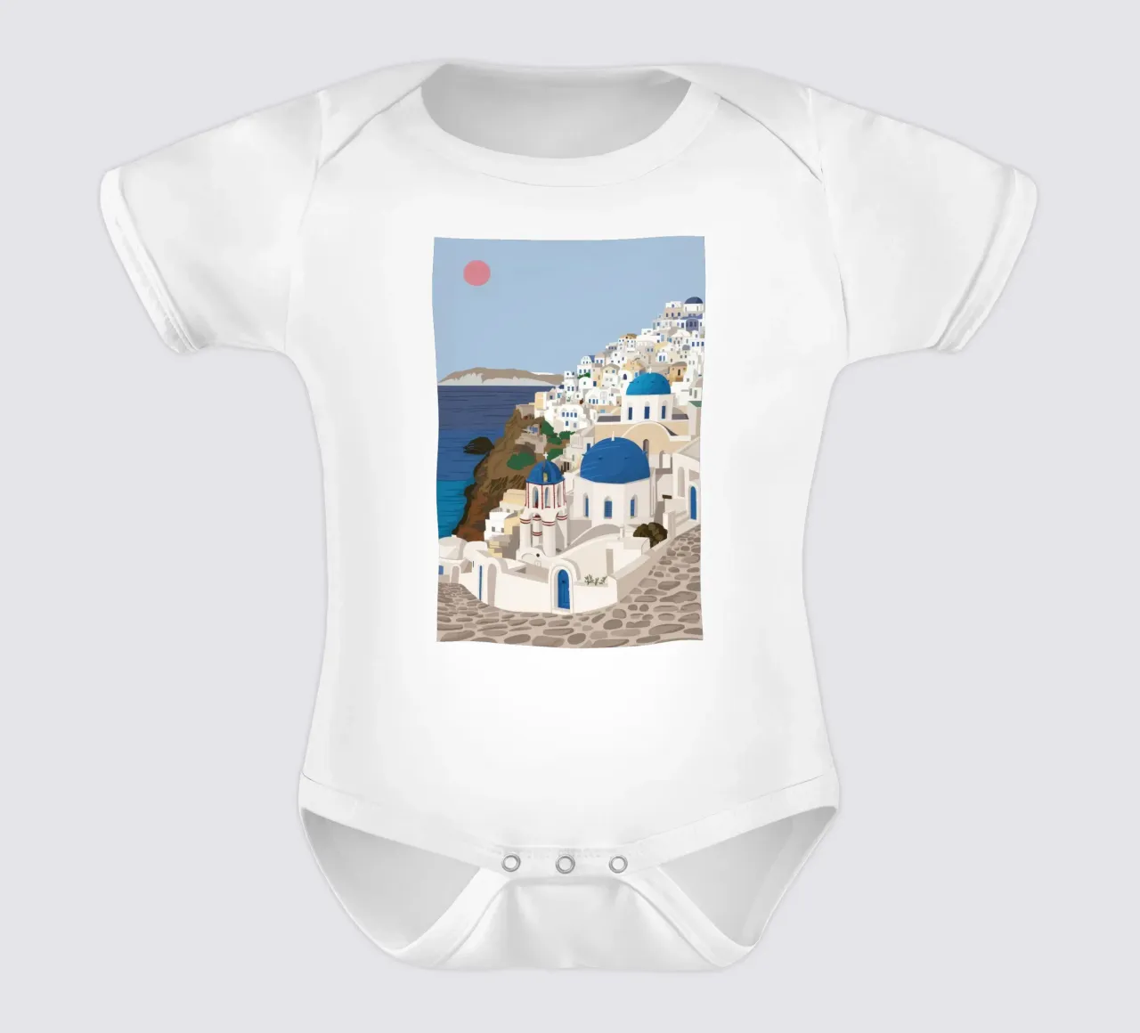Santorini Serene Vista body neonato maniche corte da Flock Reverie