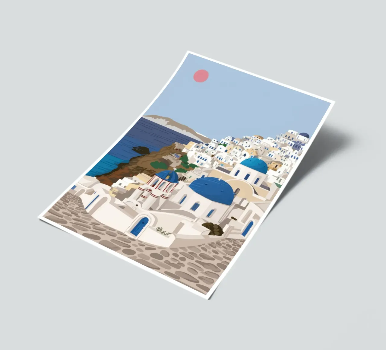 Santorini Serene Vista planche autocollant de Flock Reverie