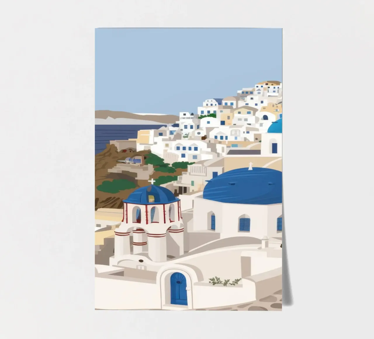 Santorini Serene Vista planche autocollant de Flock Reverie