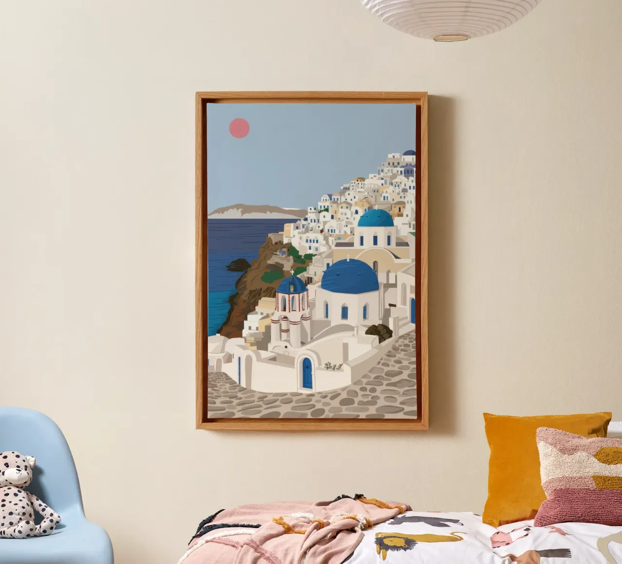 Santorini Serene Vista canvas by Flock Reverie