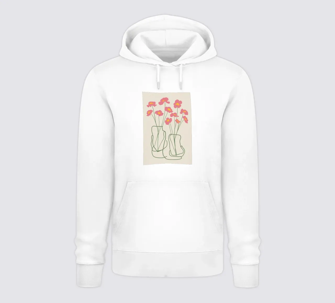 Minimalist Pink Poppies hoodie by Flock Reverie