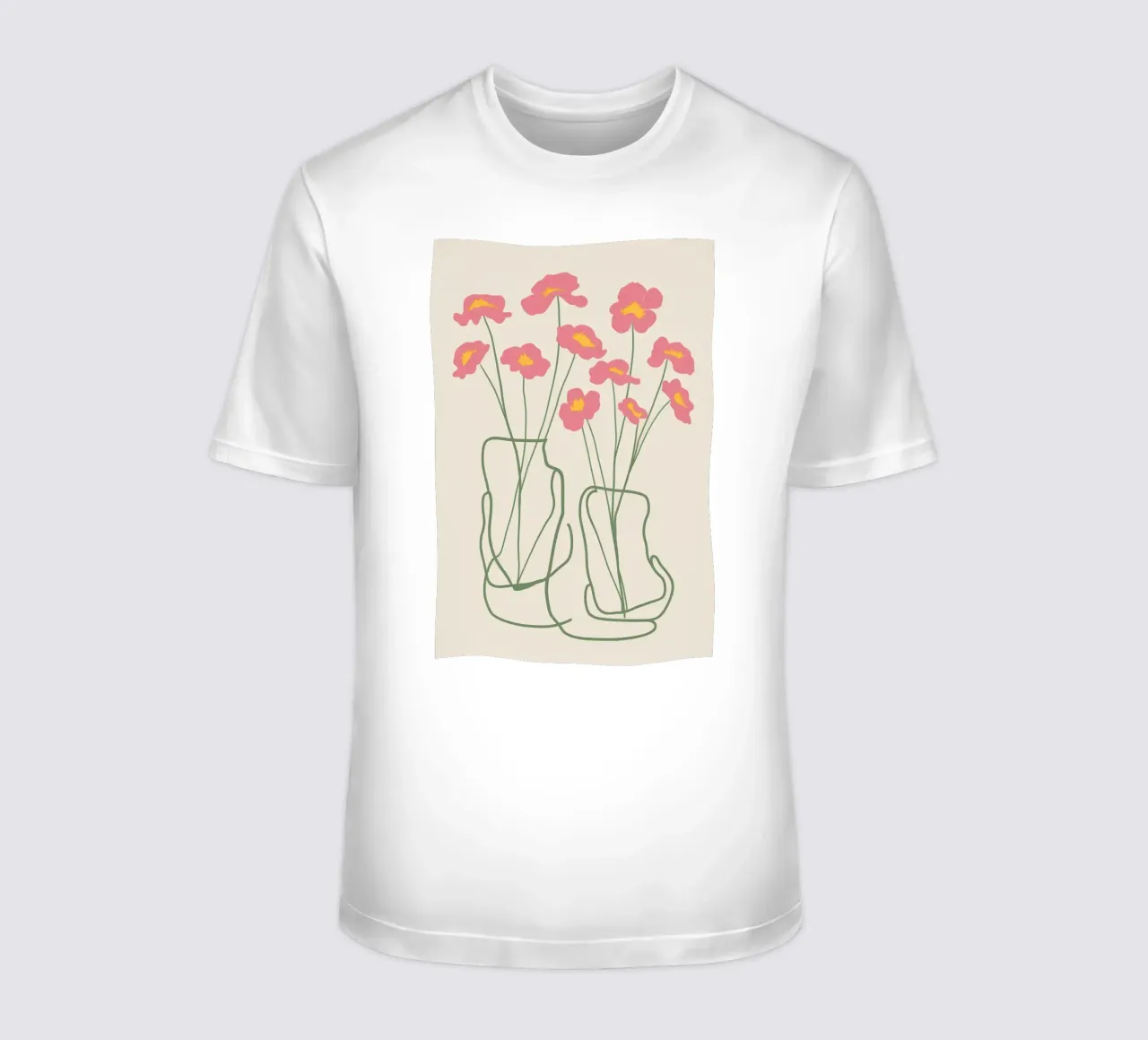 Minimalist Pink Poppies t-shirt by Flock Reverie