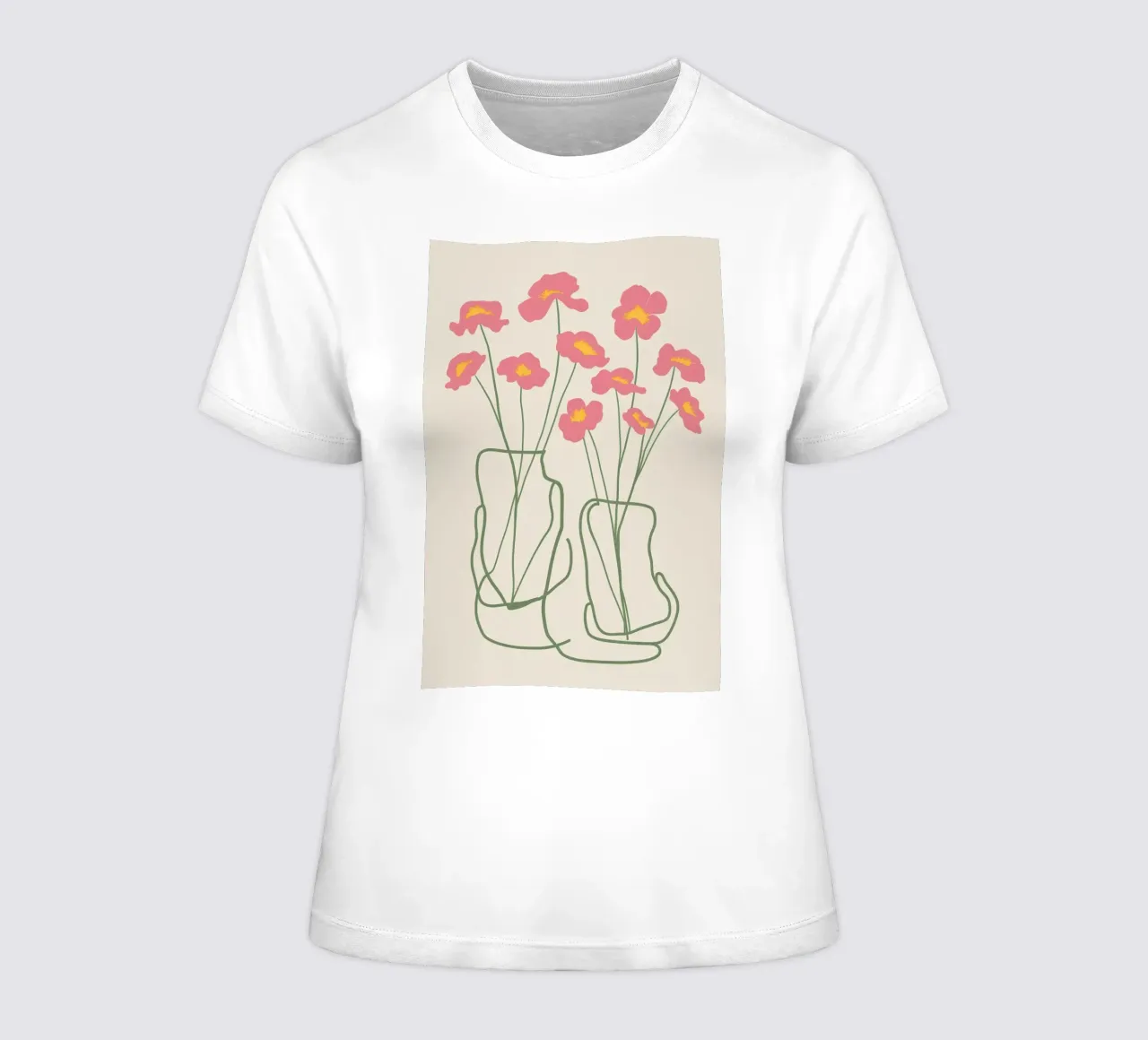 Minimalist Pink Poppies women's fitted t-shirt by Flock Reverie
