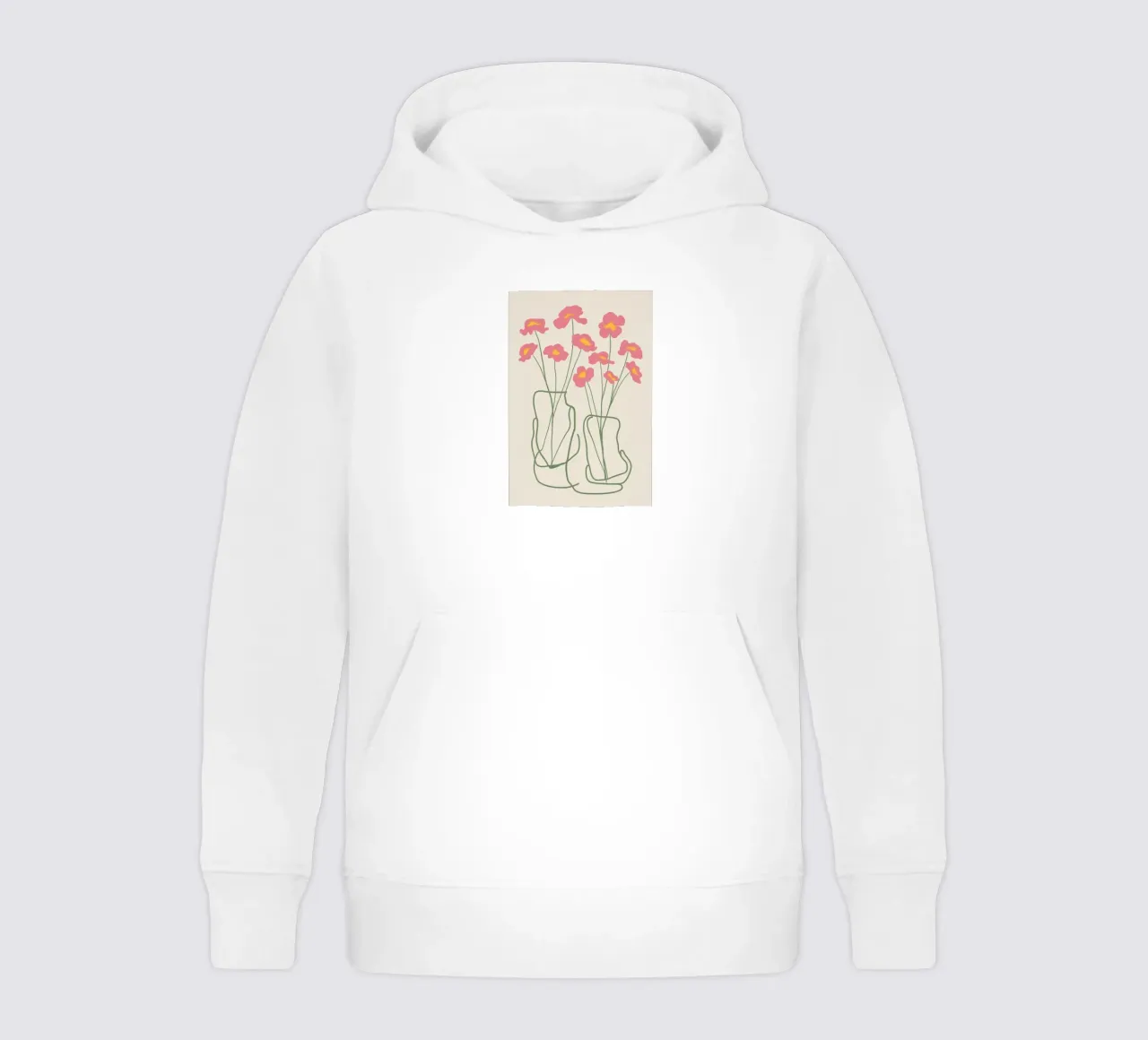 Minimalist Pink Poppies kids hoodie by Flock Reverie