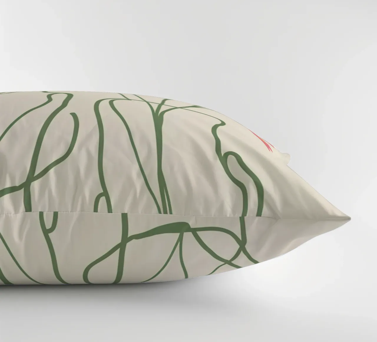 Minimalist Pink Poppies decorative cushion by Flock Reverie