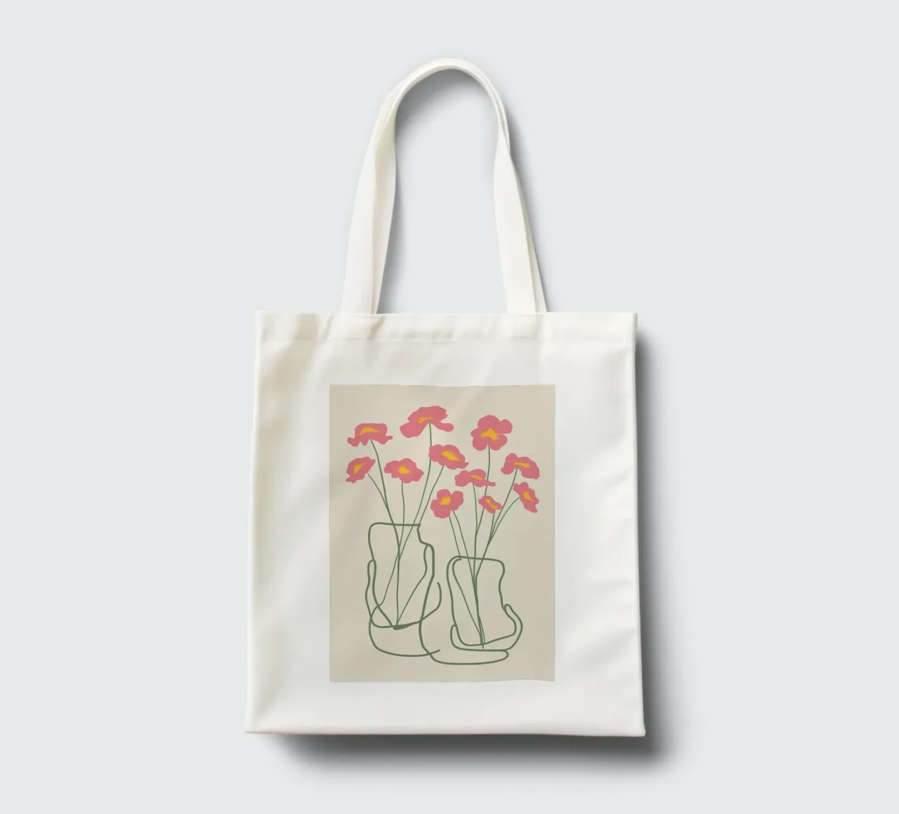 Minimalist Pink Poppies tote bag by Flock Reverie