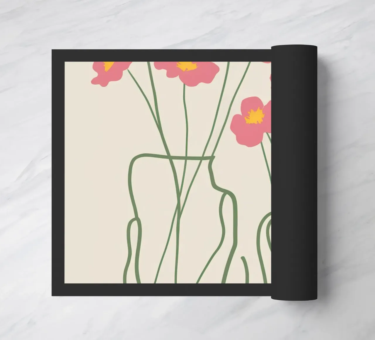 Minimalist Pink Poppies doormat by Flock Reverie