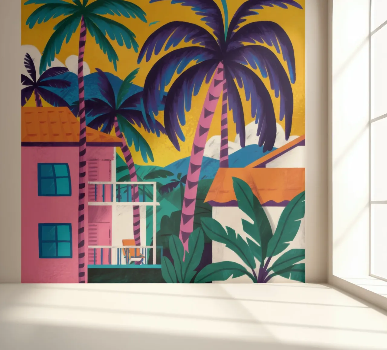 Ombre Fuchsia Palm papier peint photo de Prism Ritual