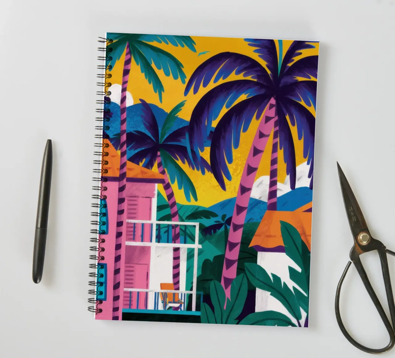 Fuchsia Palm Shadow spiral notebook by Prism Ritual