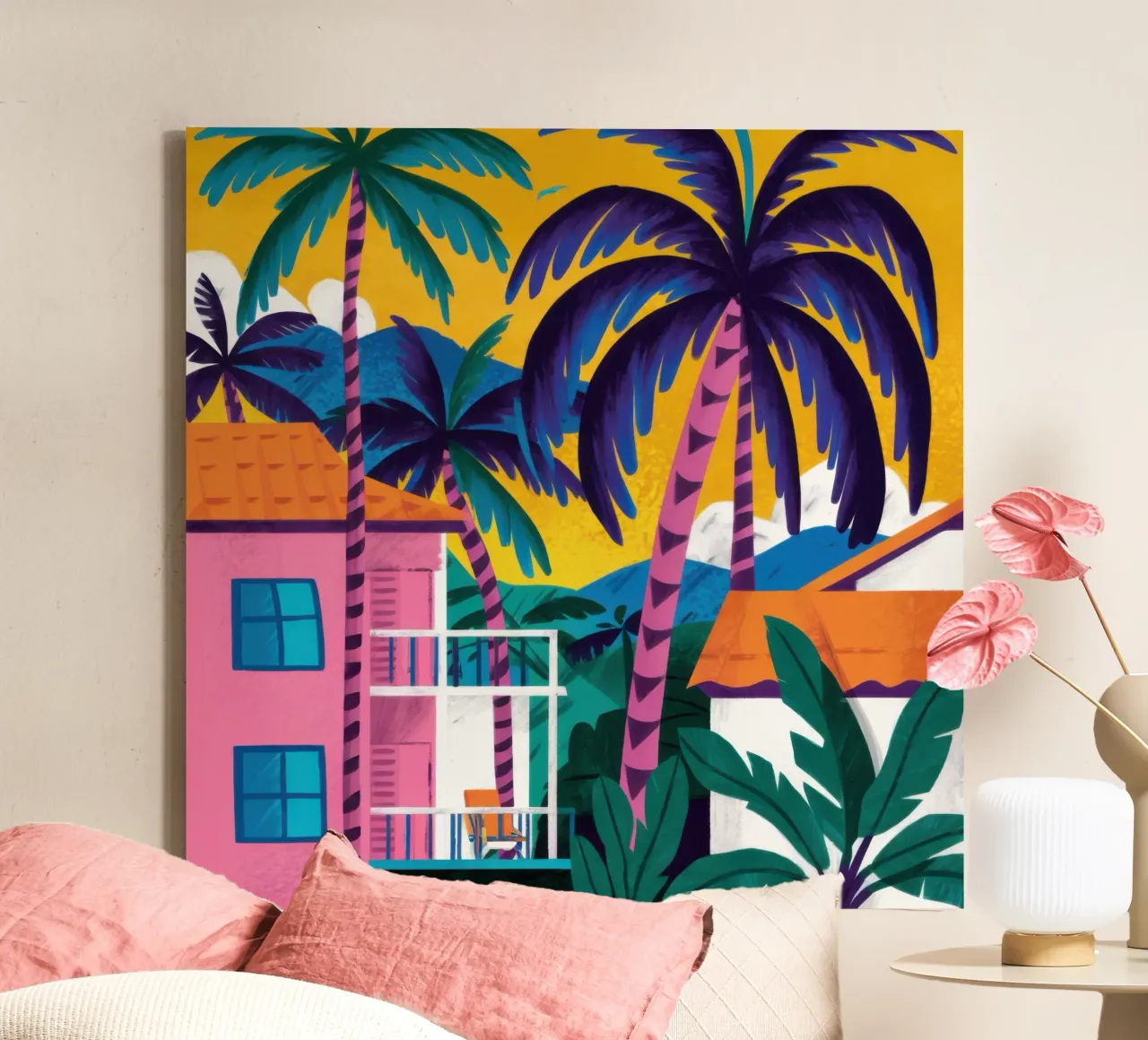 Fuchsia palmblauw canvas met Baklijst van Prism Ritual