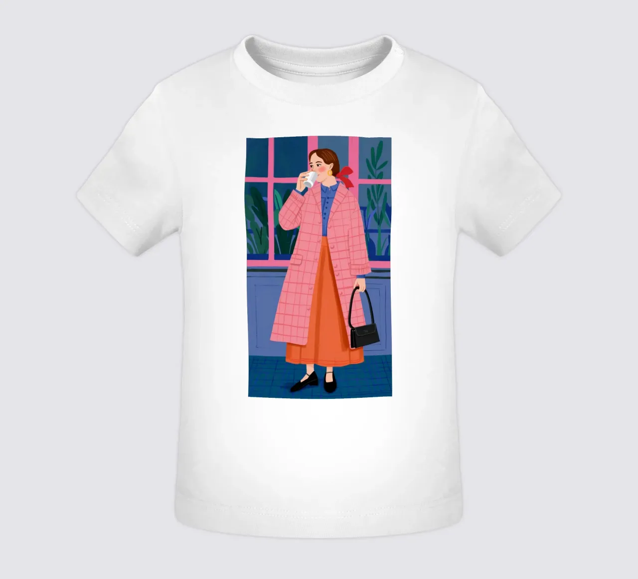 Chic con un cappotto rosa maglietta neonato da Flock Reverie