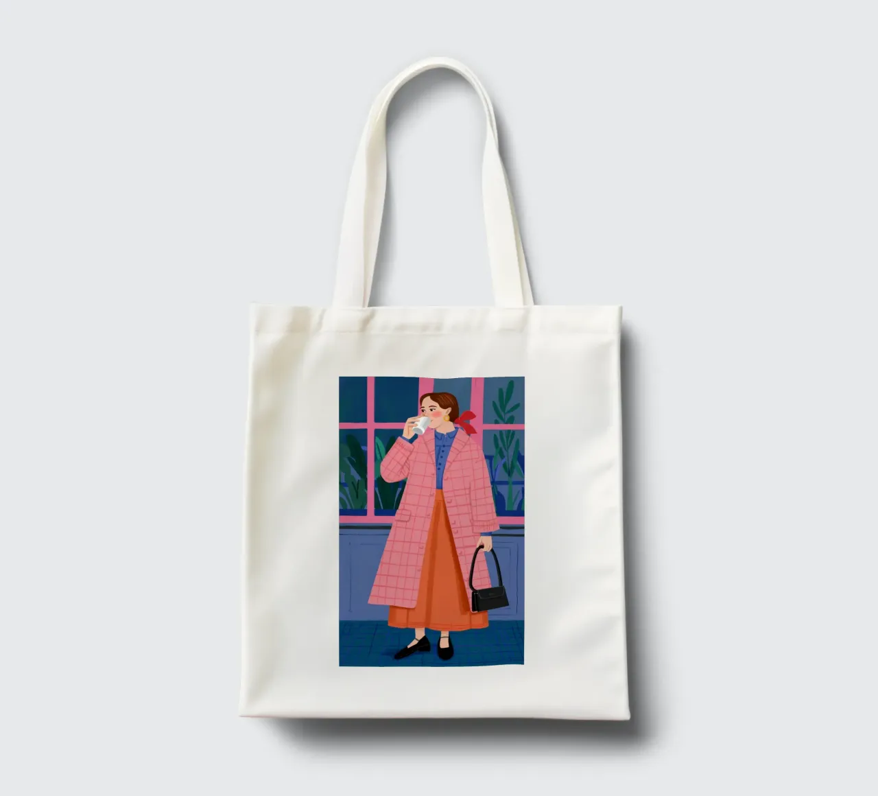 Chic con un cappotto rosa borsa in juta da Flock Reverie