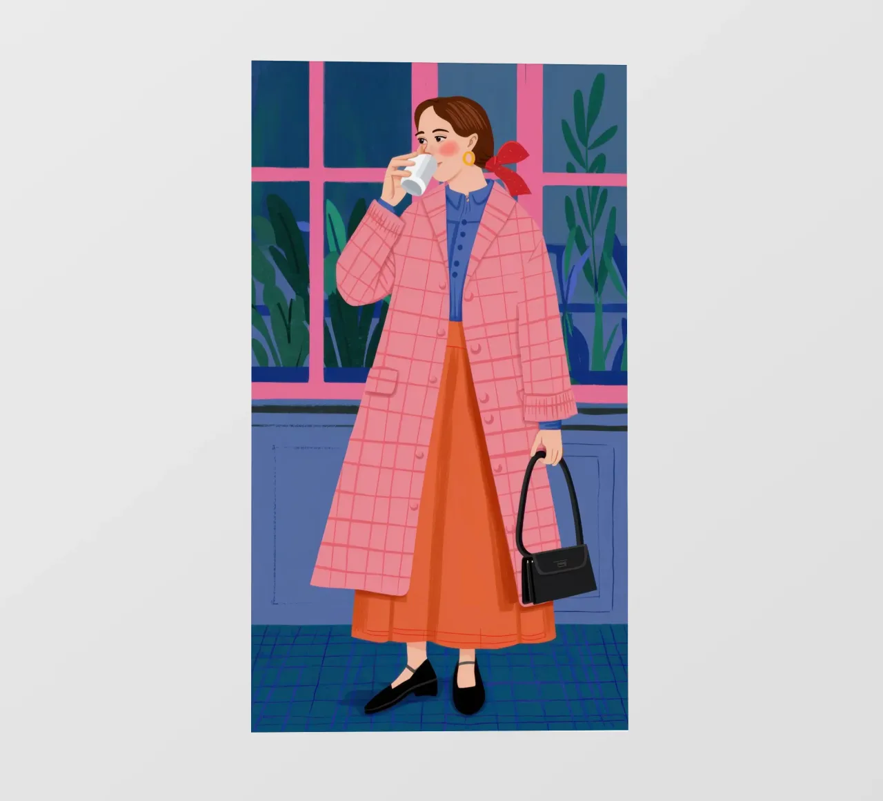 Chic in a Pink Coat photo wallpaper by Flock Reverie
