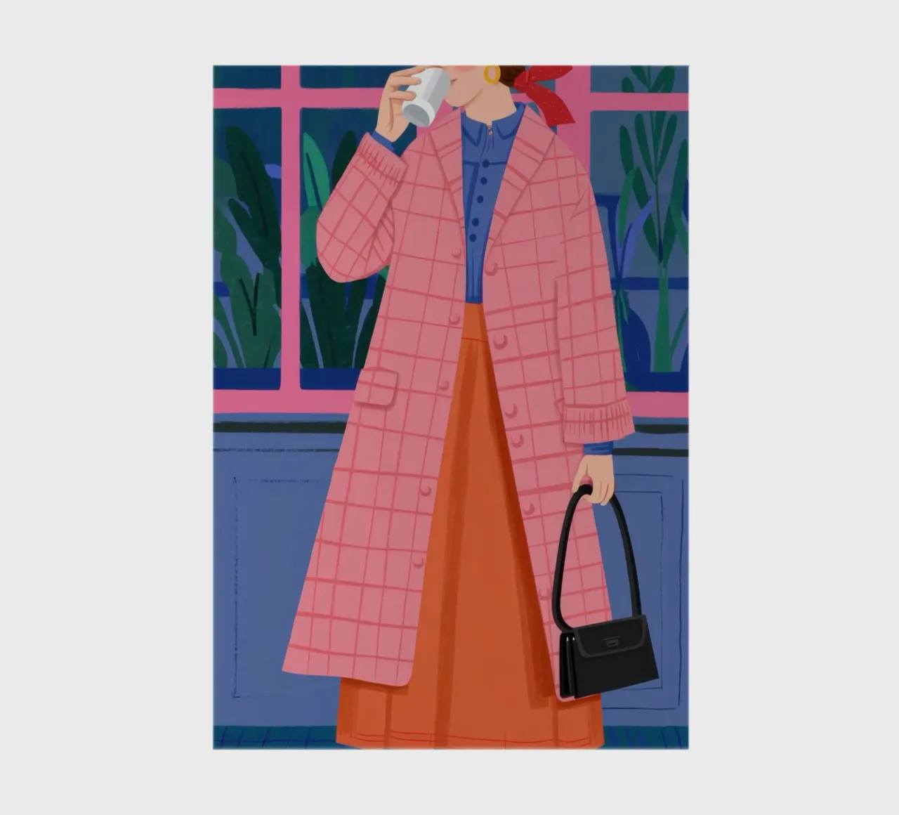 Chic in a Pink Coat notebook by Flock Reverie