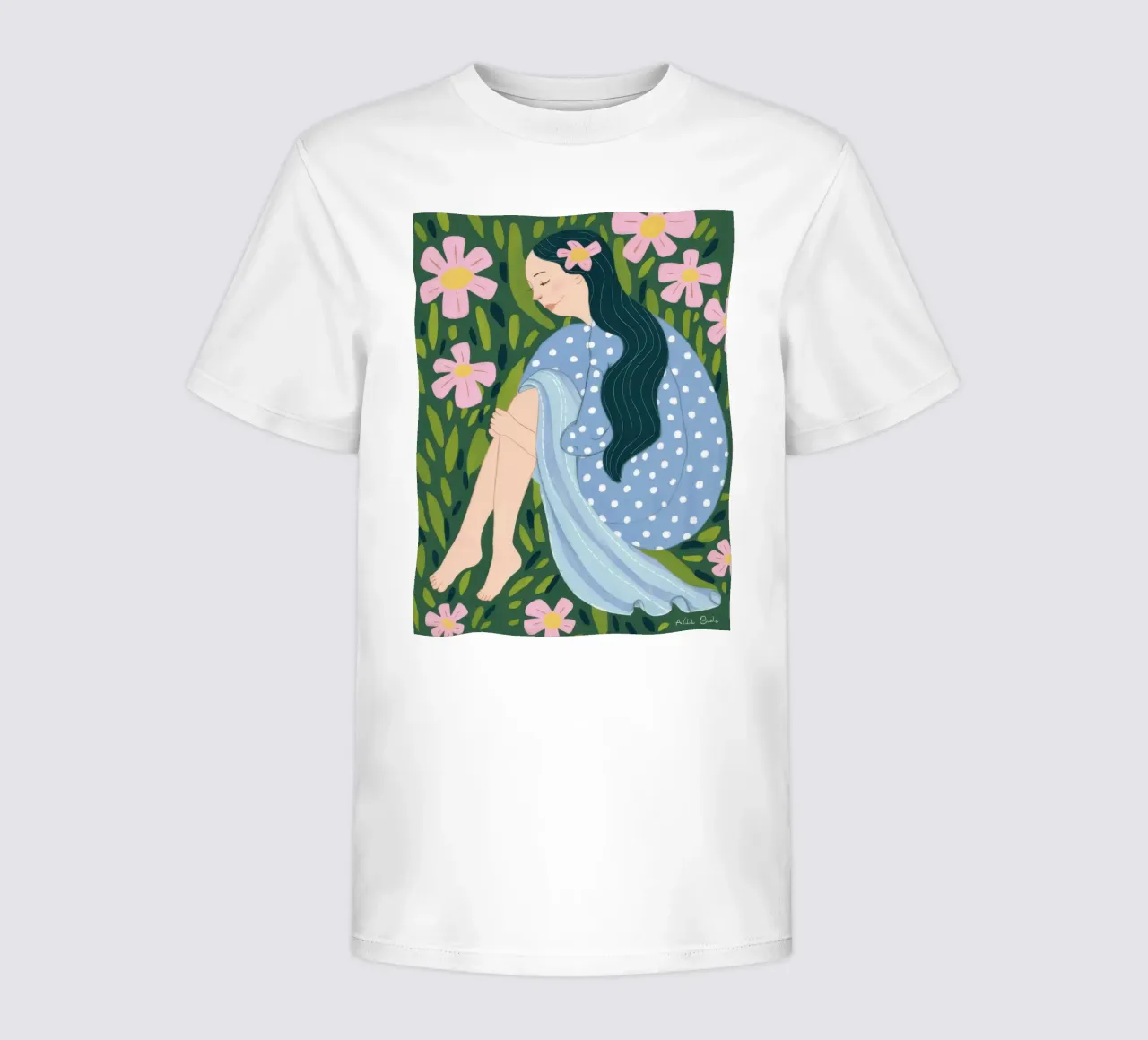 Ragazza in un campo di margherite t-shirt bambini da Flock Reverie