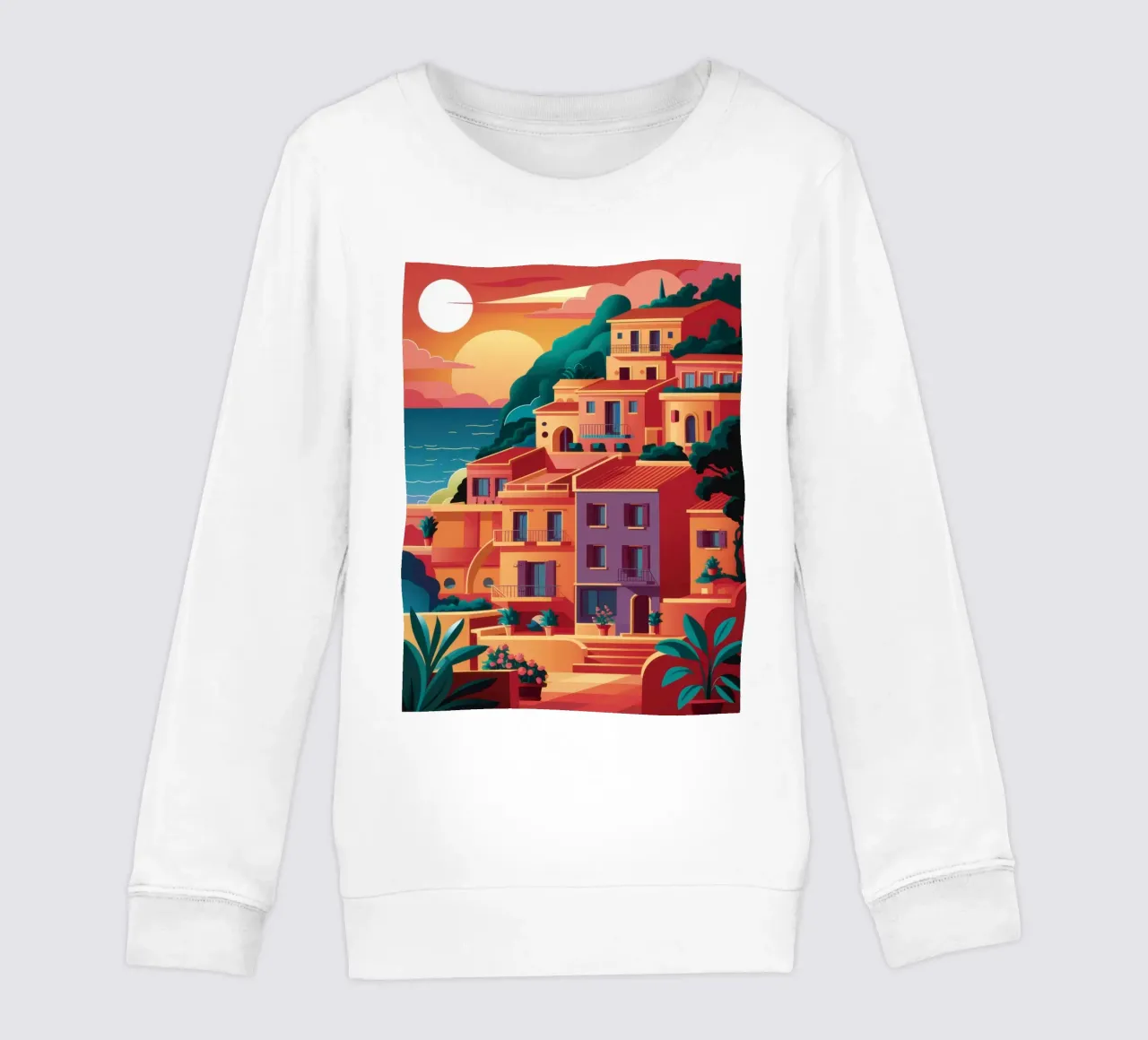 Chromatisches Küstendorf Kinder Sweatshirt von Prism Ritual