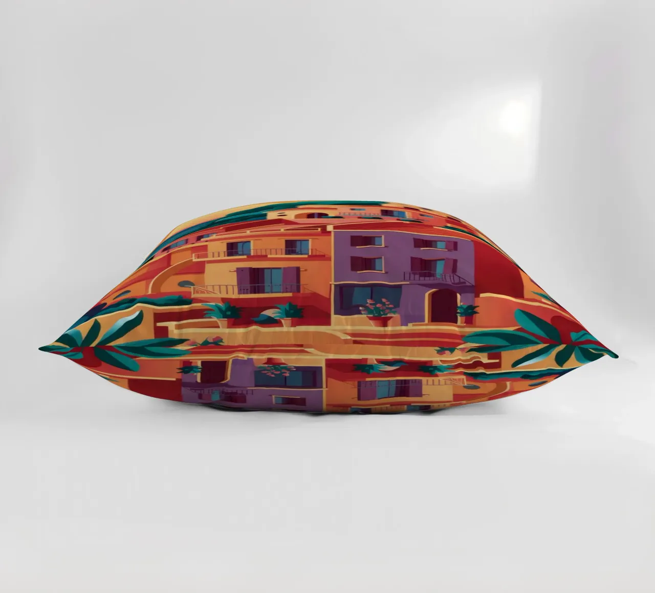 Coastal Chromatic Village decorative cushion by Prism Ritual