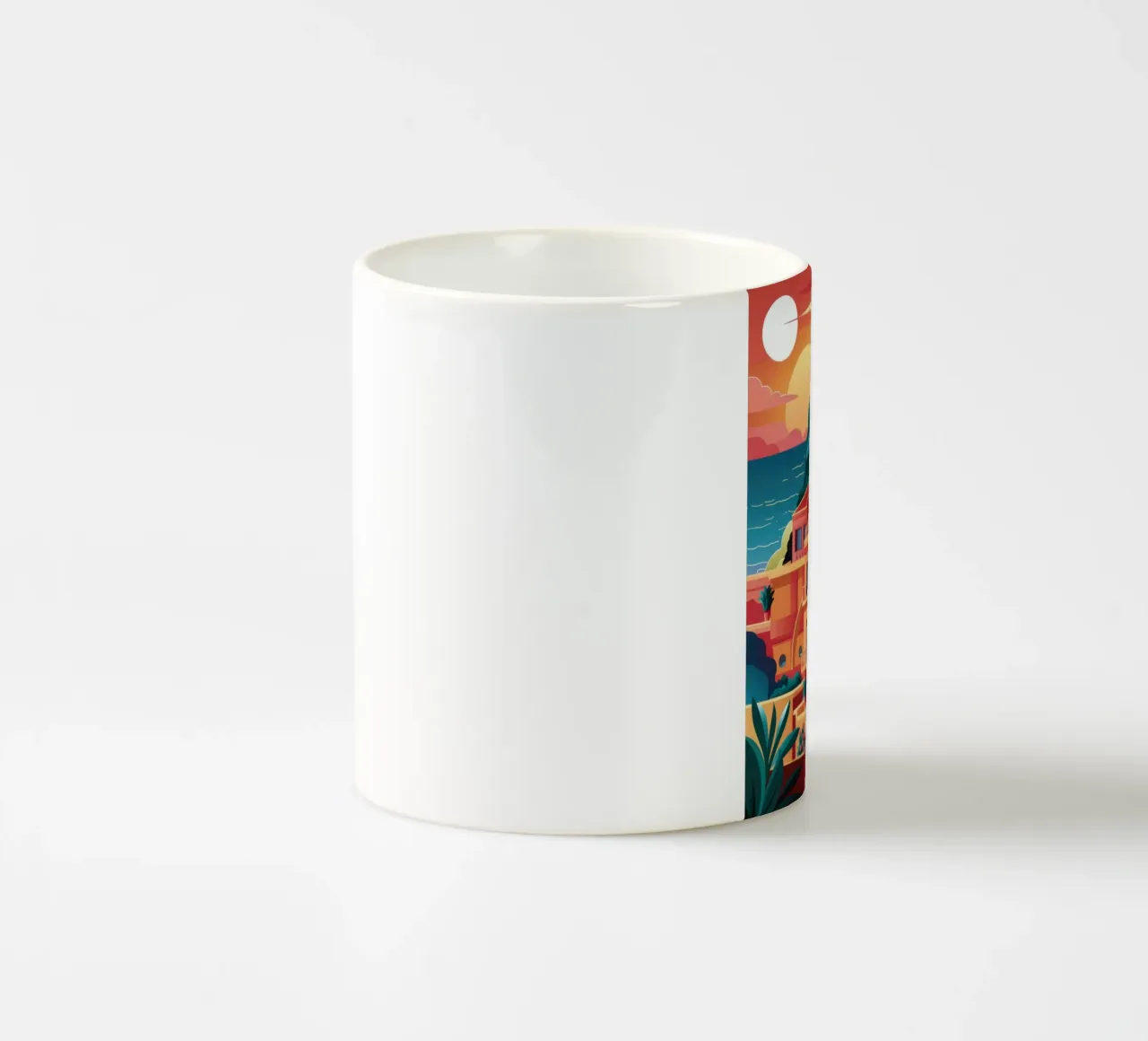 Coastal Chromatic Village ceramic mug by Prism Ritual