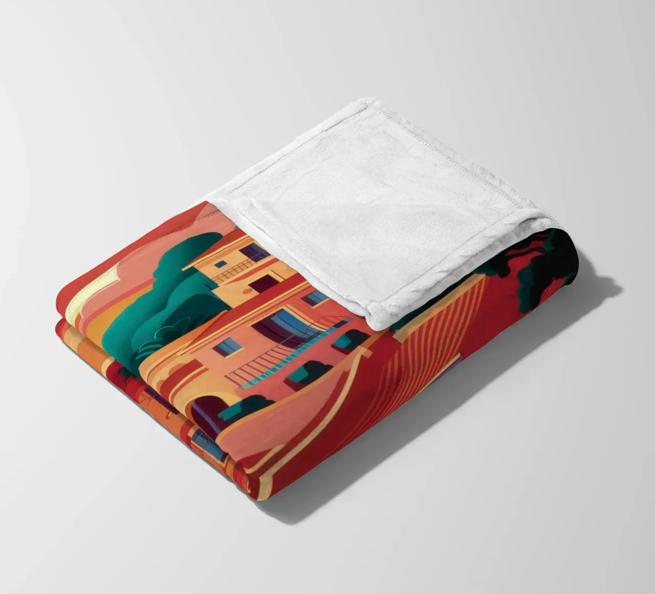 Coastal Chromatic Village fleece blanket by Prism Ritual