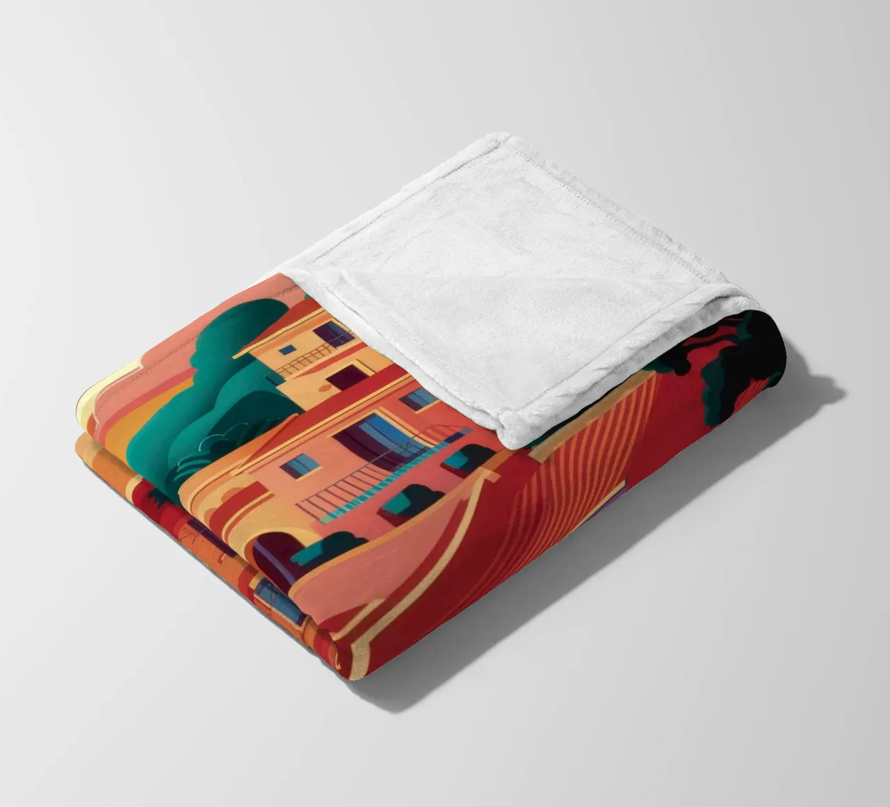 Coastal Chromatic Village fleece blanket by Prism Ritual