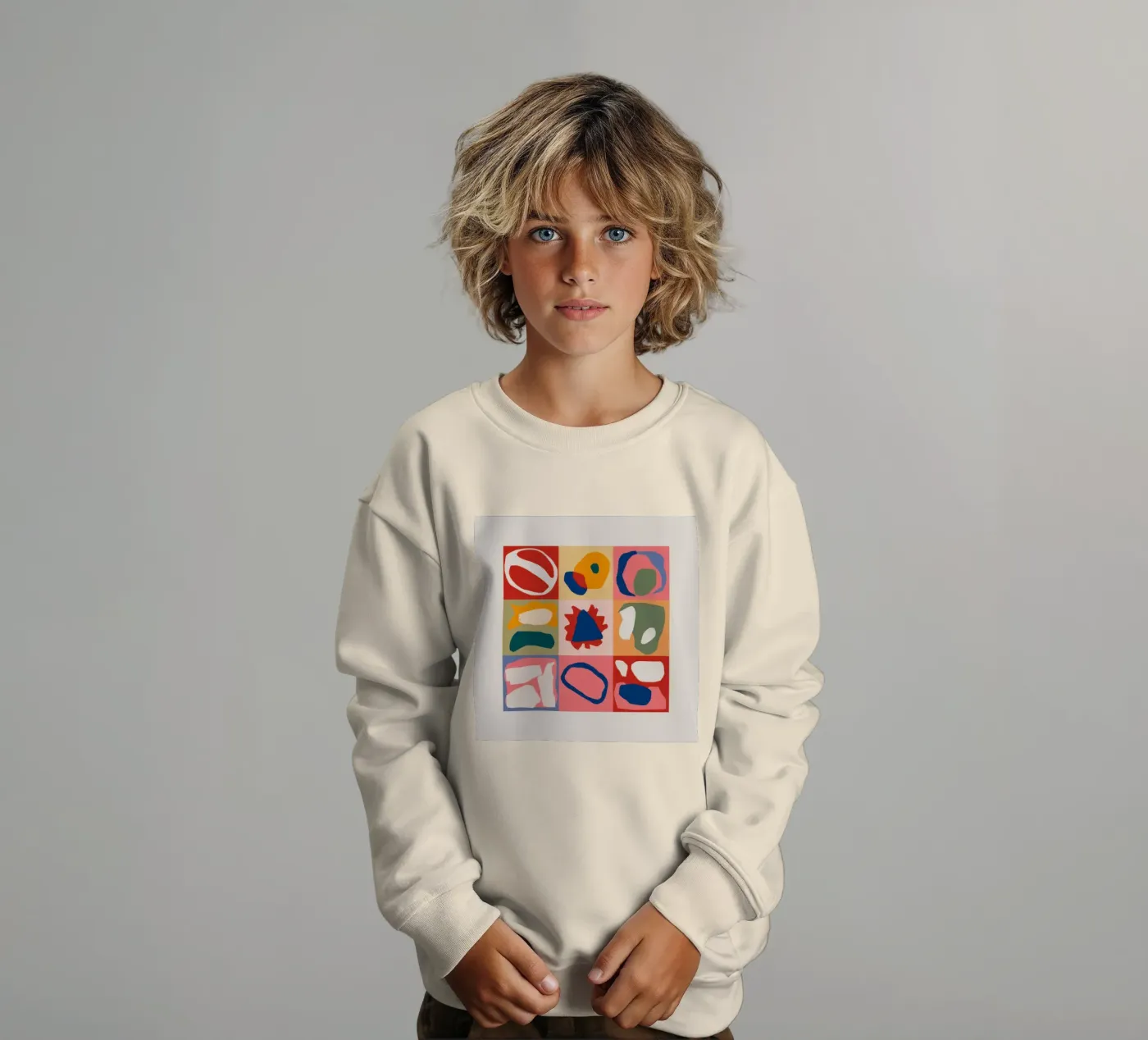 Speelse vormen patchwork kinder sweatshirt van Prism Ritual