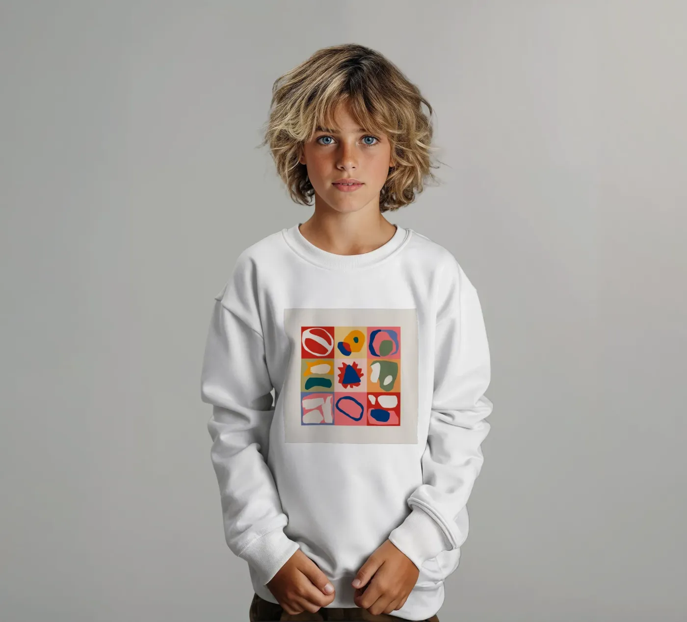 Speelse vormen patchwork kinder sweatshirt van Prism Ritual