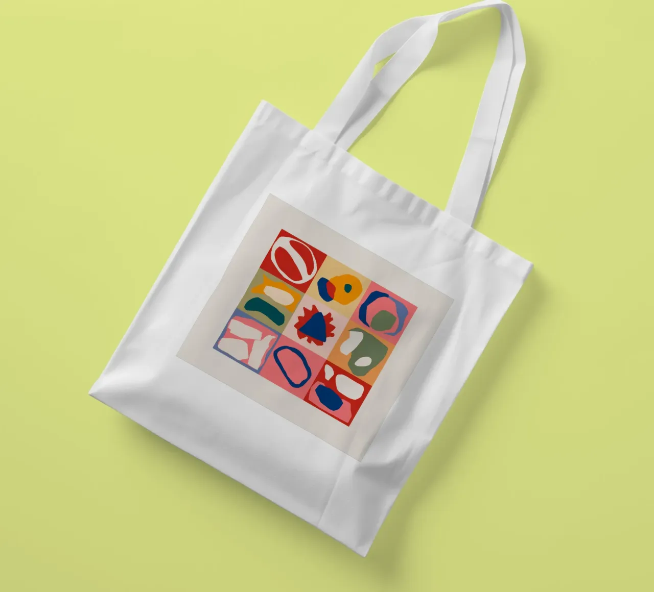 Patchwork di forme giocose borsa in juta da Prism Ritual