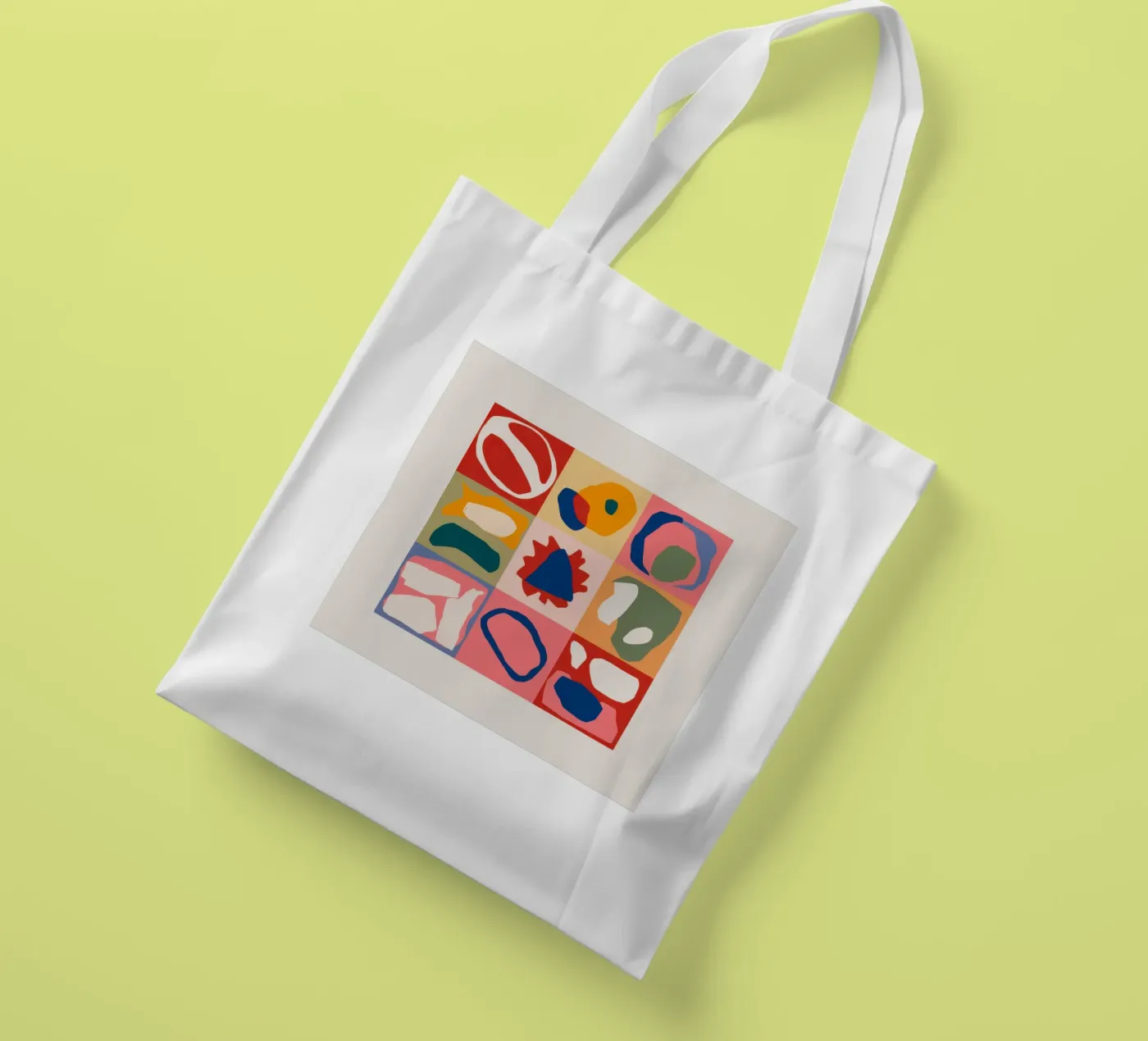 Patchwork di forme giocose borsa in juta da Prism Ritual