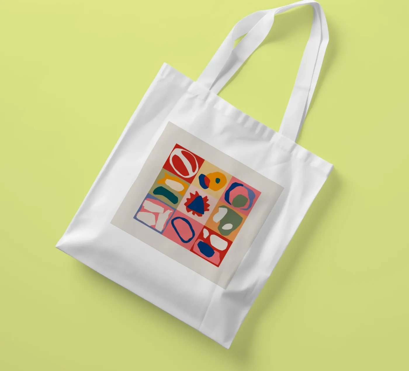 Patchwork di forme giocose borsa in juta da Prism Ritual