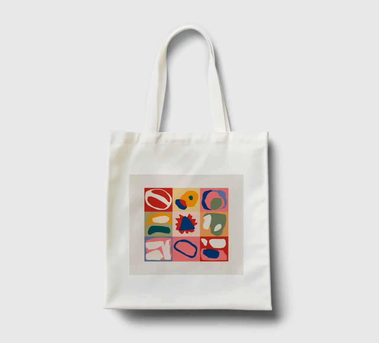 Patchwork di forme giocose borsa in juta da Prism Ritual