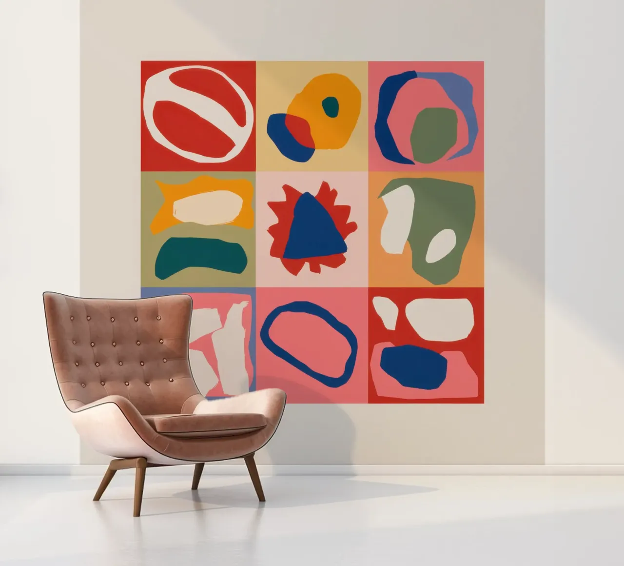 Speelse vormen patchwork fotobehang van Prism Ritual