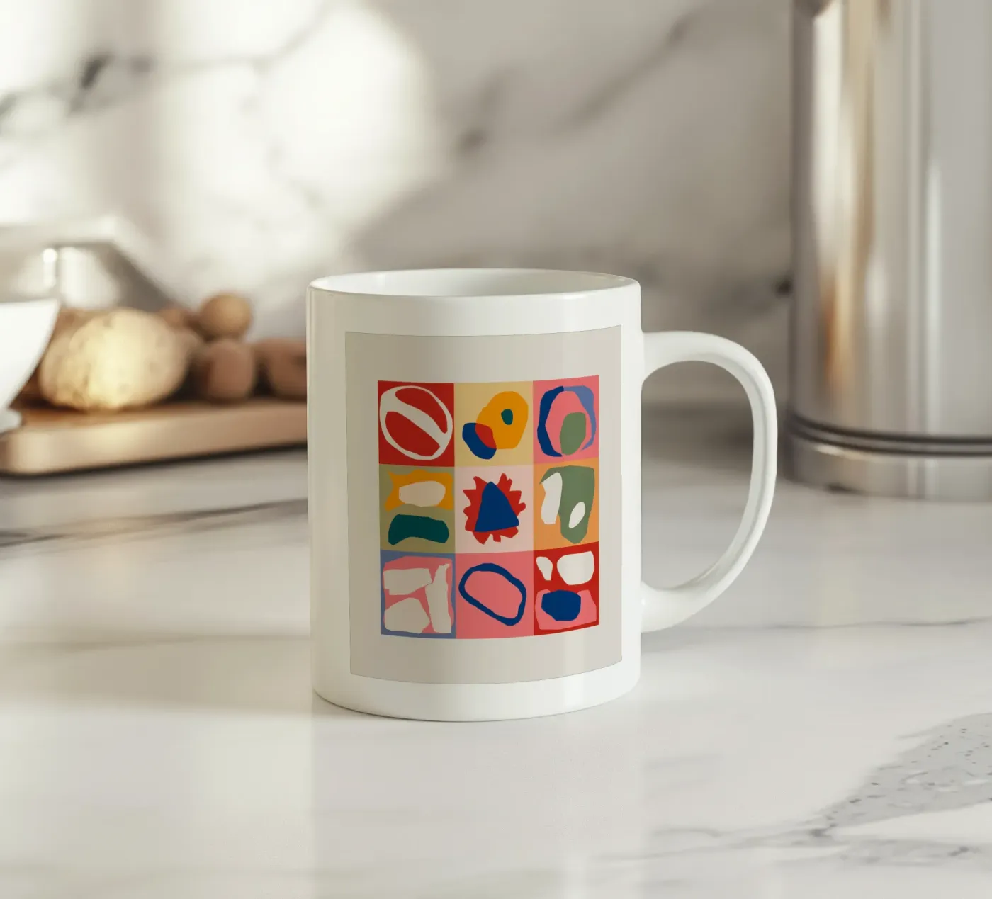 Speelse vormen patchwork keramische mok van Prism Ritual