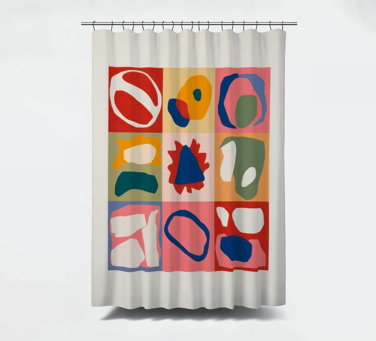 Patchwork di forme giocose tenda da doccia da Prism Ritual