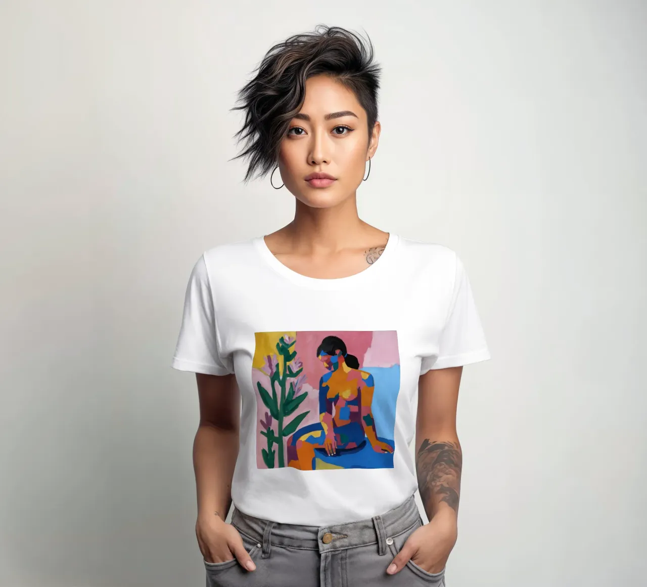 Figures in a Garden women's fitted t-shirt by Flock Reverie