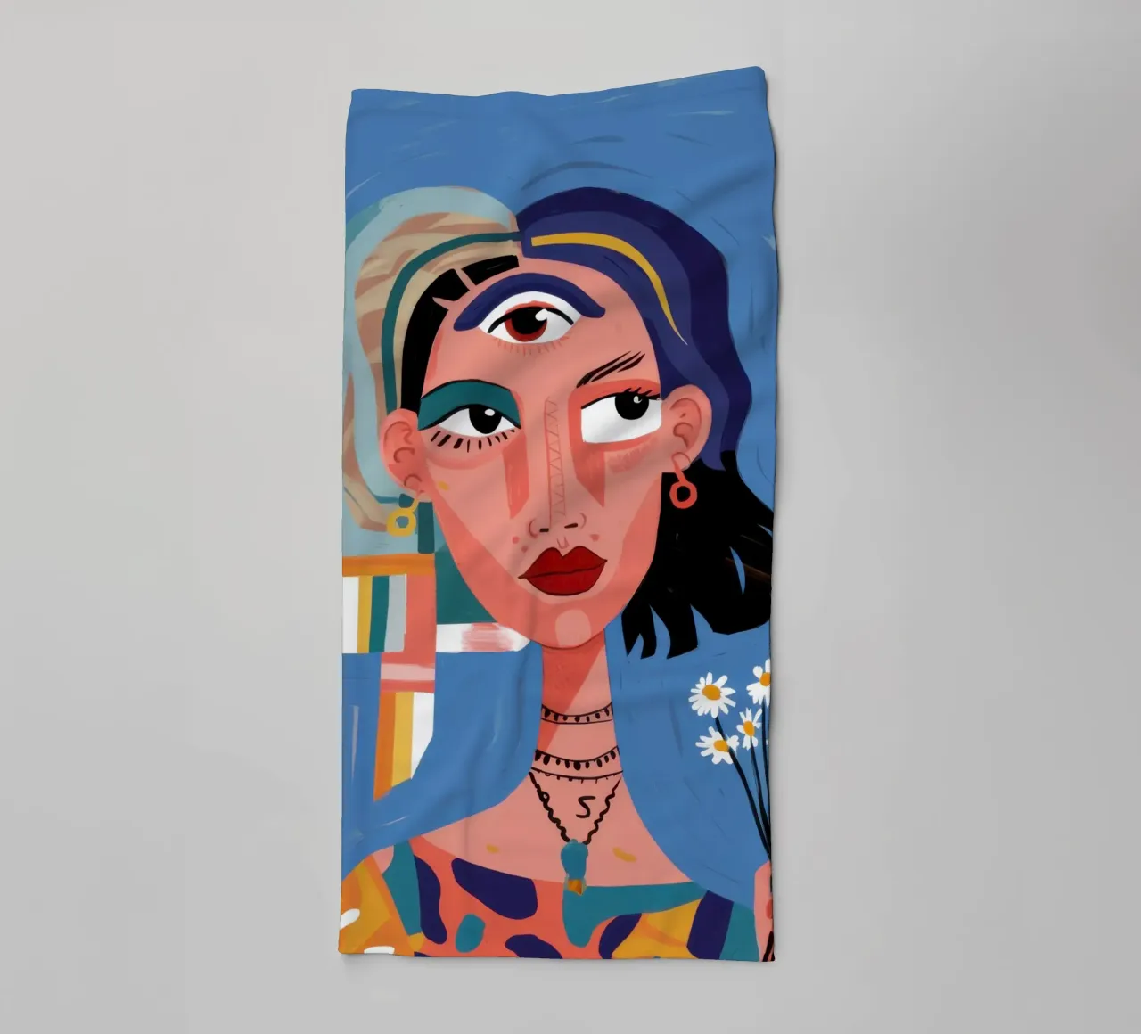 The Girl with Three Eyes towel by Flock Reverie