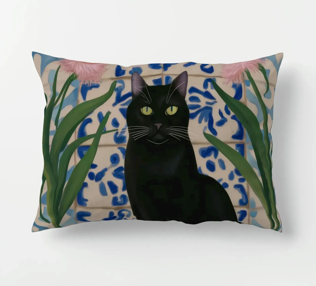 Gatto nero, notte floreale cuscino da Flock Reverie