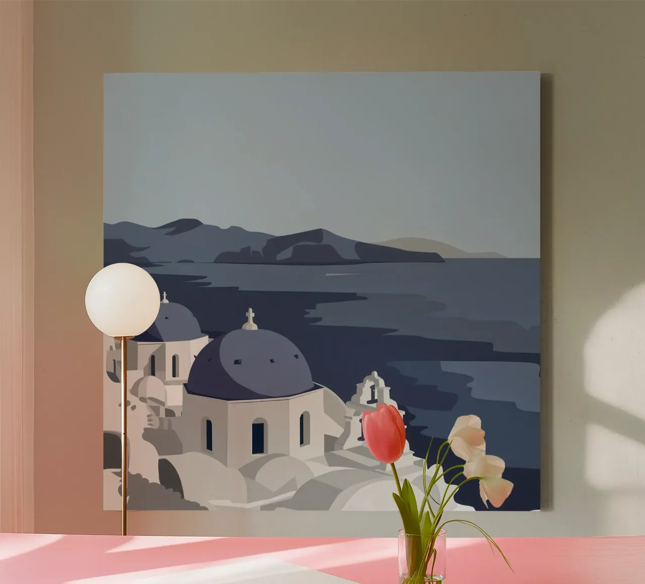 Blue Domes of Greece canvas by Flock Reverie