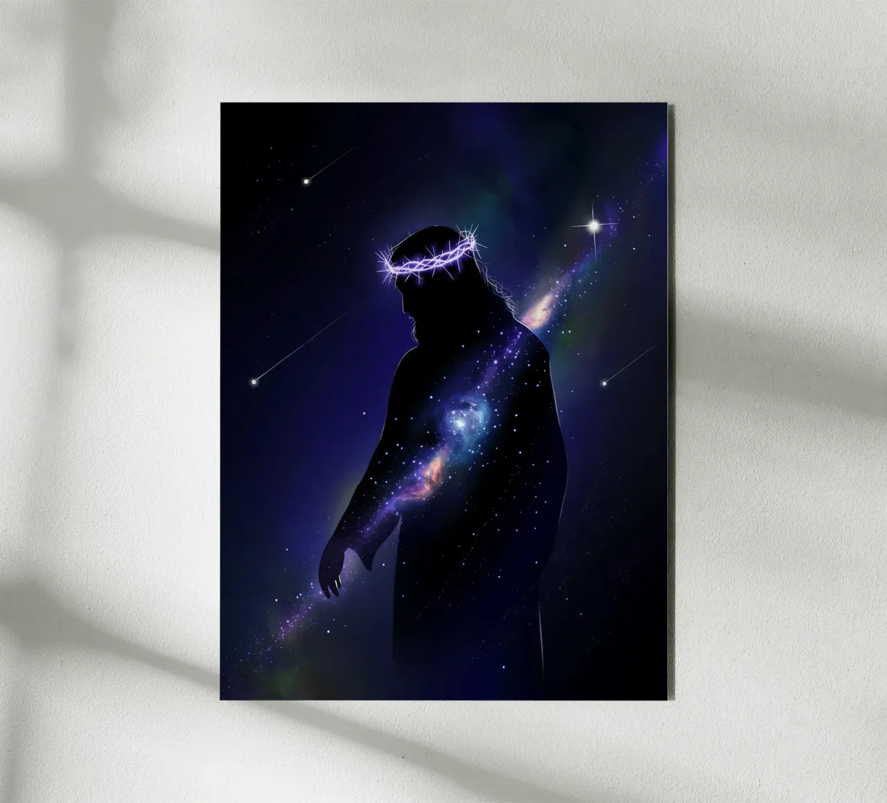 Gesù e la sua corona di stelle - Fede e universo alluminio dibond da Plain Thoughts