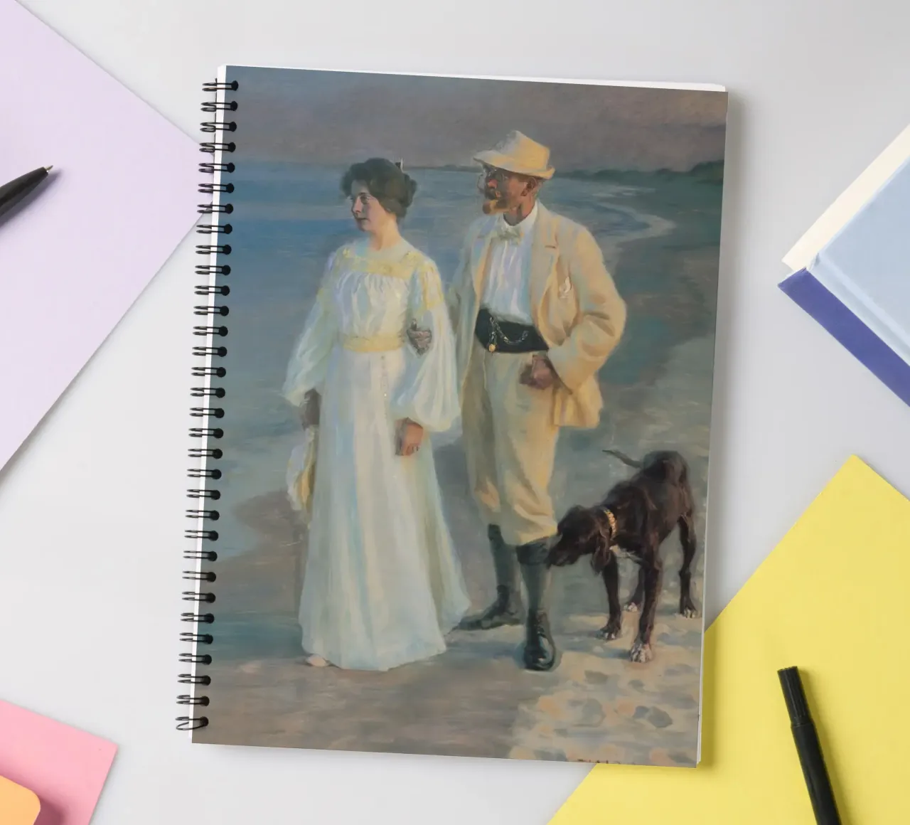 Peder Severin Krøyer - Summer evening on the beach at Skagen spiral notebook by shoplena
