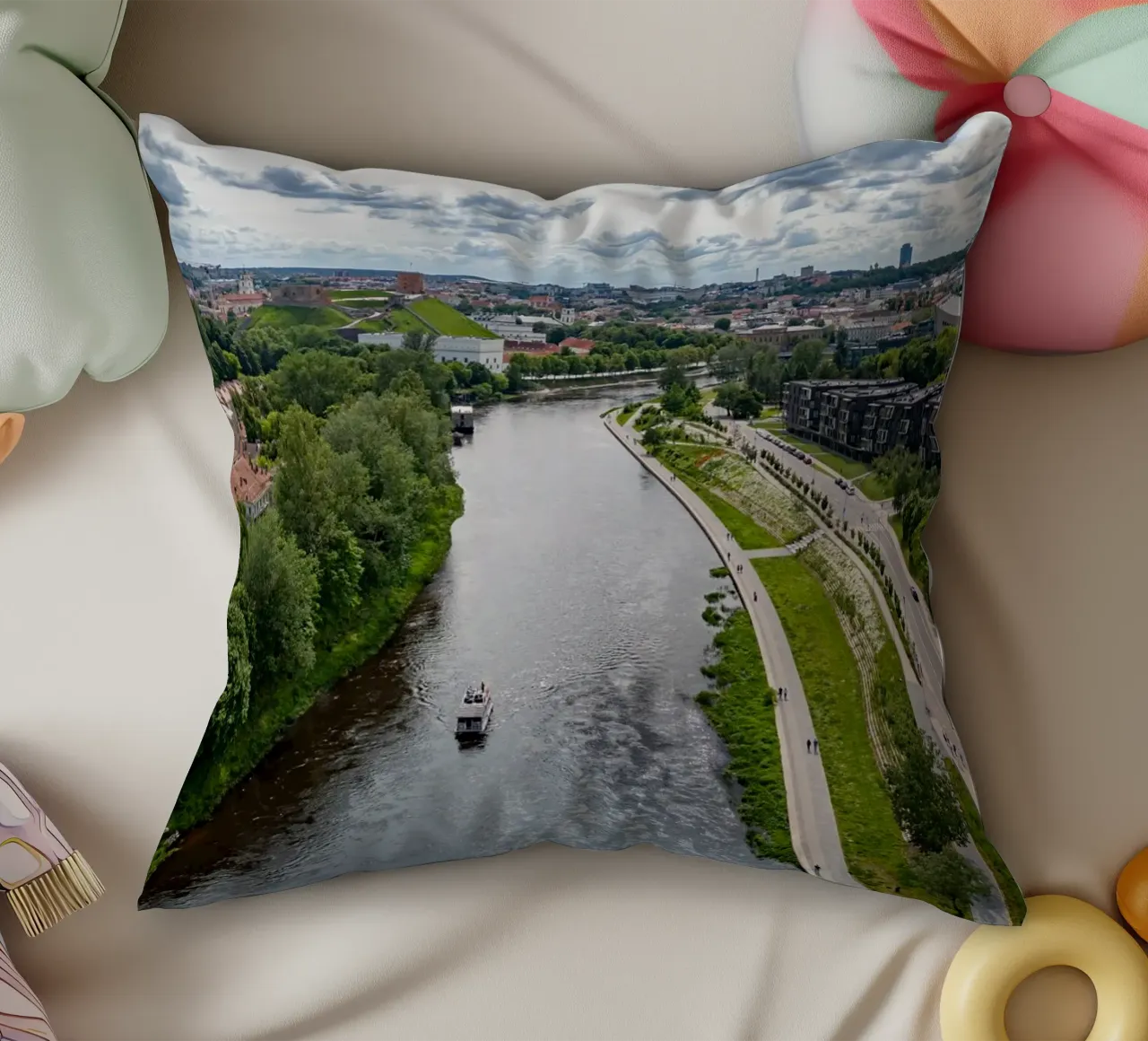 Veduta aerea di Vilnius, Lituania cuscino da anderm