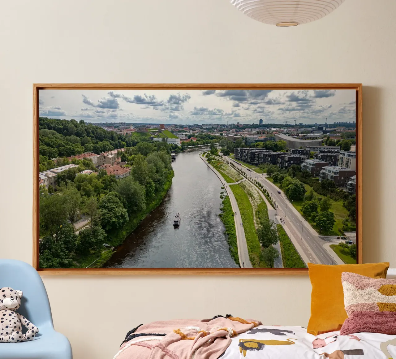 Aerial view of Vilnius, Lithuania canvas with Floater frame by anderm