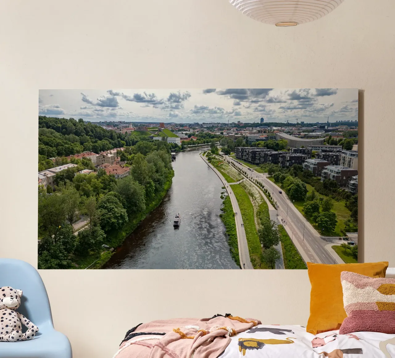 Aerial view of Vilnius, Lithuania canvas with Floater frame by anderm