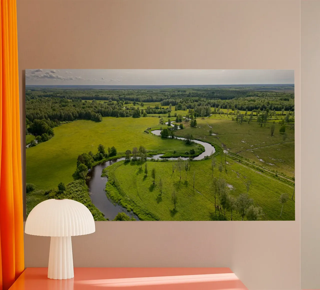 Vue aérienne d'une rivière sinueuse en Estonie alu dibond de anderm