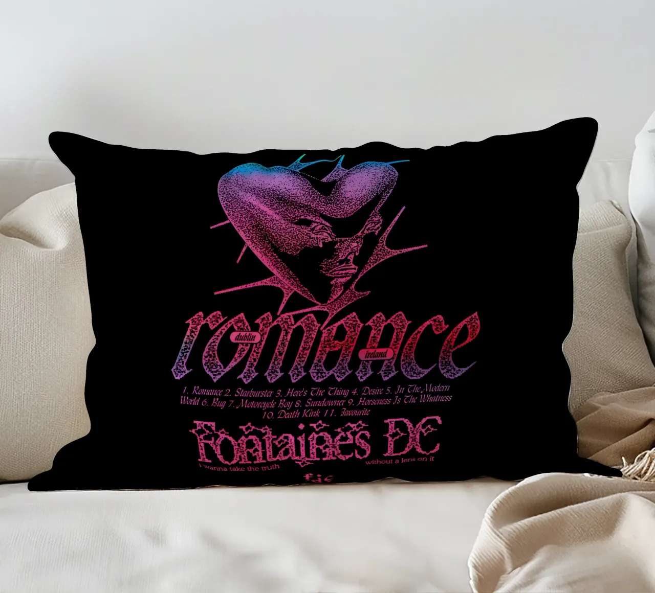 Romance Tracklist Black decorative cushion by reedharry