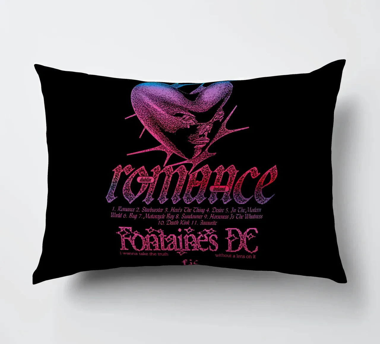 Romance Tracklist Black decorative cushion by reedharry
